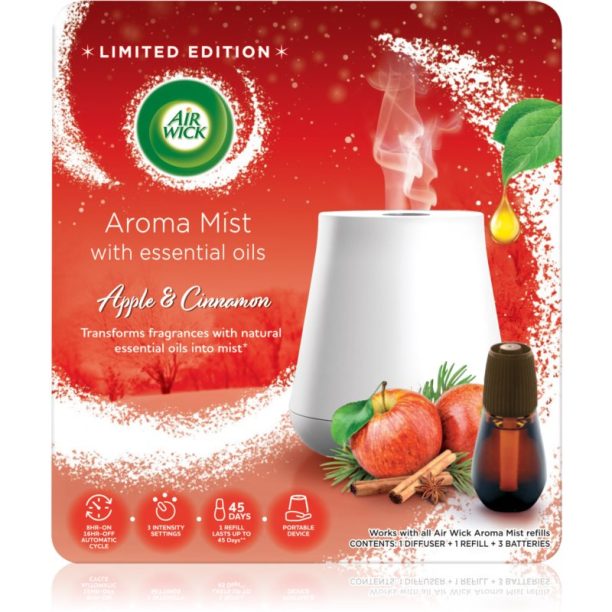 Air Wick Magic Winter Apple & Cinnamon aроматизиращ дифузер с пълнител + батерия White Difuser 20 мл.