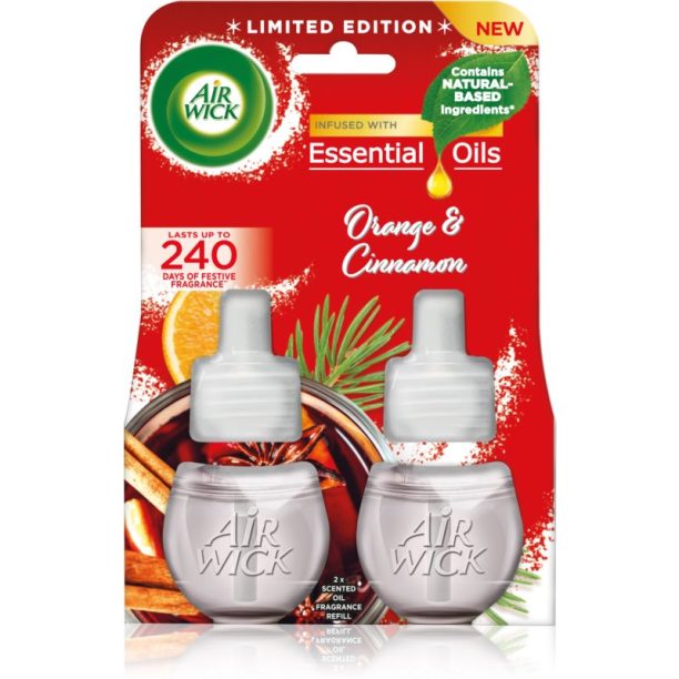 Air Wick Magic Winter Orange & Cinnamon пълнител за електрически дифузер дуо 2x19 мл.