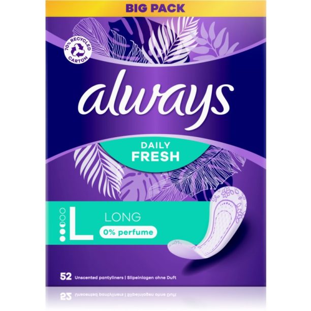 Always Daily Fresh Long дамски превръзки без парфюм 52 бр. на ниска цена