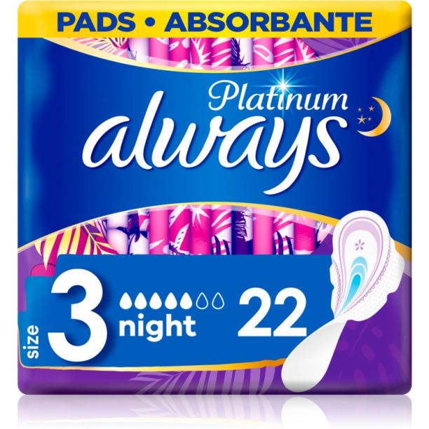 Always Platinum Night Size 3 санитарни кърпи за нощ 22 бр.