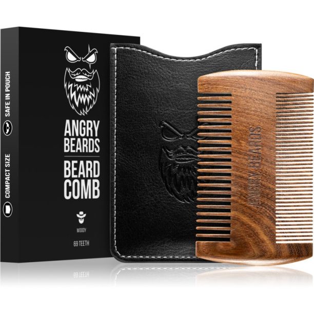 Angry Beards Beard Comb 69 Teeth дървена четка за брада двустранен 1 бр.