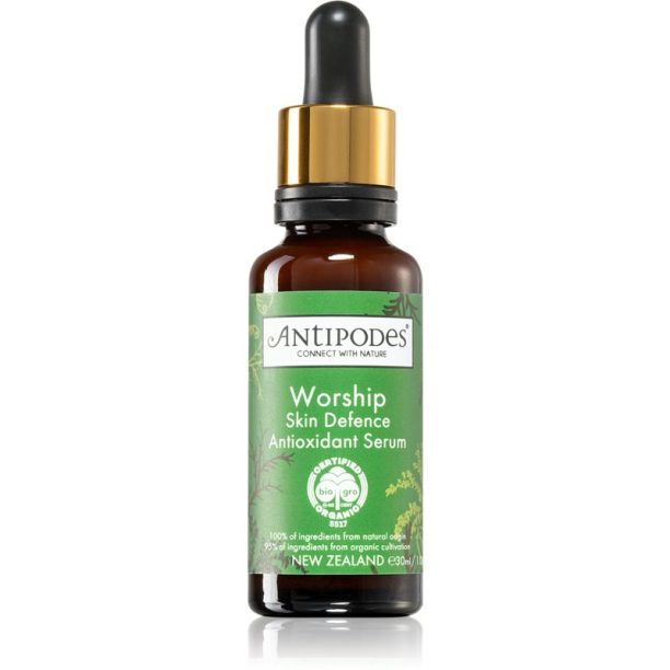 Antipodes Worship Skin Defence Antioxidant Serum серум за лице за подпомагане на защитата на клетките от оксидативен стрес 30 мл. на ниска цена