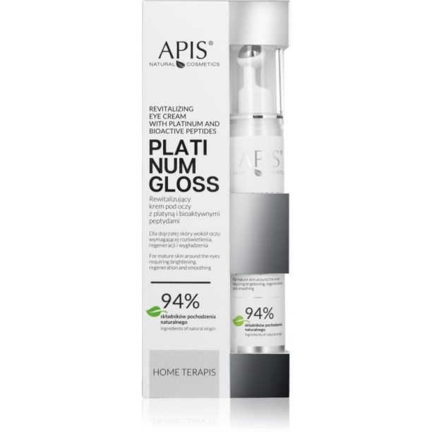 Platinum Gloss Apis Natural Cosmetics Platinum Gloss ревитализиращ нощен крем против отоци и тъмни кръгове 10 мл.