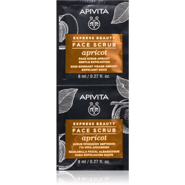 Apivita Express Beauty Apricot нежно почистващ пилинг за лице 2 x 8 мл.