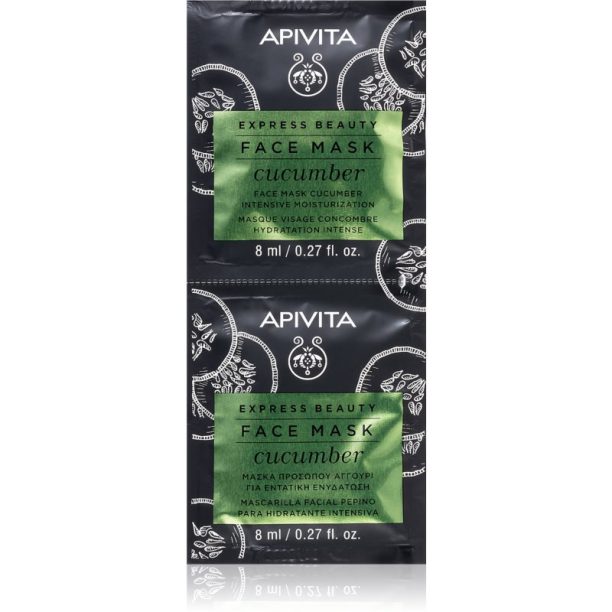 Apivita Express Beauty Cucumber интензивна хидратираща маска за лице 2 x 8 мл.