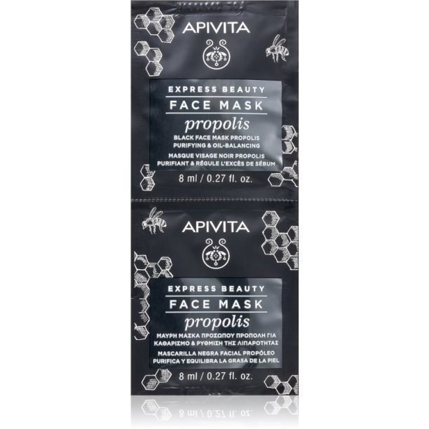 Apivita Express Beauty Propolis почистваща черна маска за мазна кожа 2 x 8 мл.