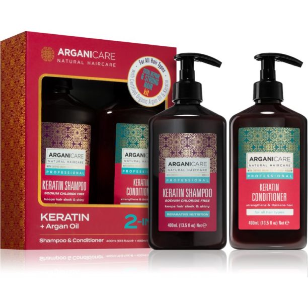 Arganicare Keratin Total Repair & Strong Hair Kit подаръчен комплект (За коса)