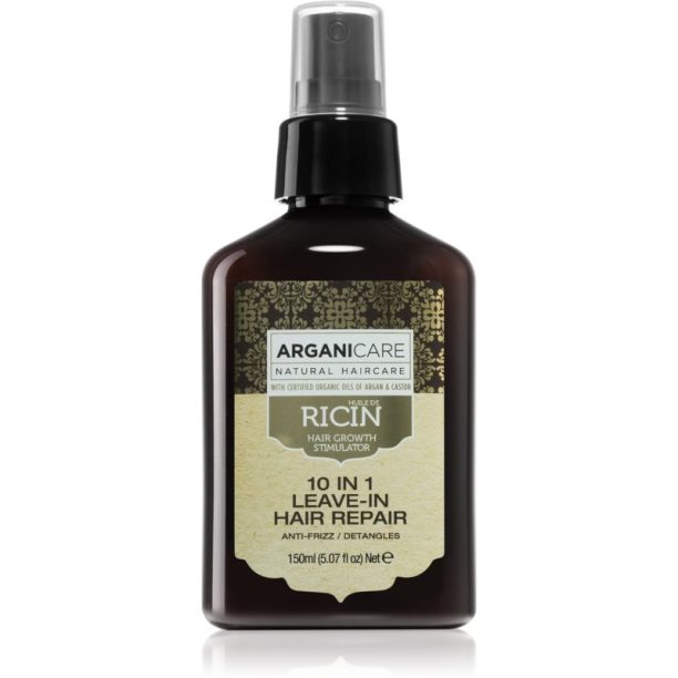 Arganicare Ricin 10 In 1 Leave-In Hair Repair грижа за коса 10 в 1 за подхранване и блясък 150 мл.