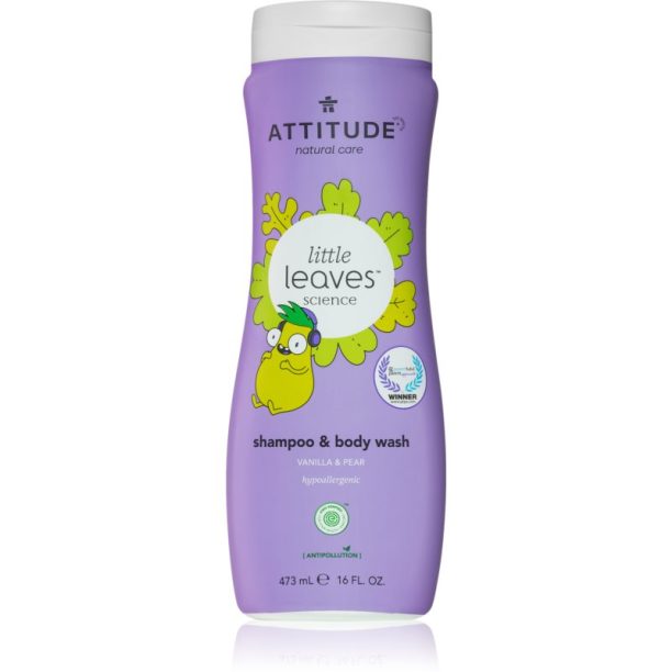 Attitude Little Leaves Vanilla & Pear детски миещ гел и шампоан 473 мл.