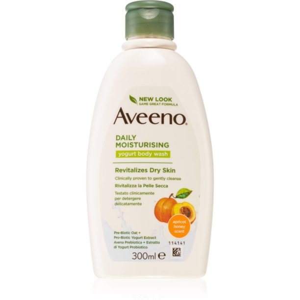 Aveeno Daily Moisturising Yoghurt body wash овлажняващ душ гел Apricot & Yoghurt 300 мл.