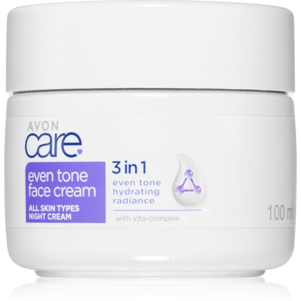 Avon Care 3 in 1 нощен крем за лице да уеднакви цвета на кожата 100 мл.