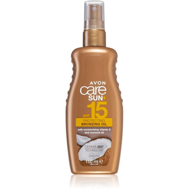 Avon Care Sun + Bronze слънцезащитно сухо масло SPF 15 150 мл.