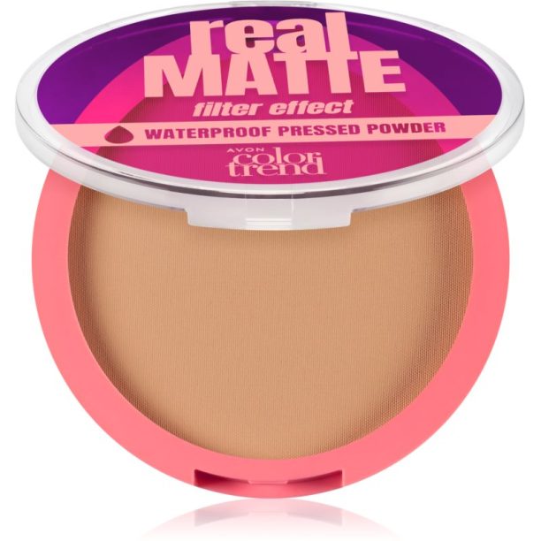 Avon ColorTrend Real Matte водоустойчива пудра с матиращ ефект цвят Medium Tan 10 гр.