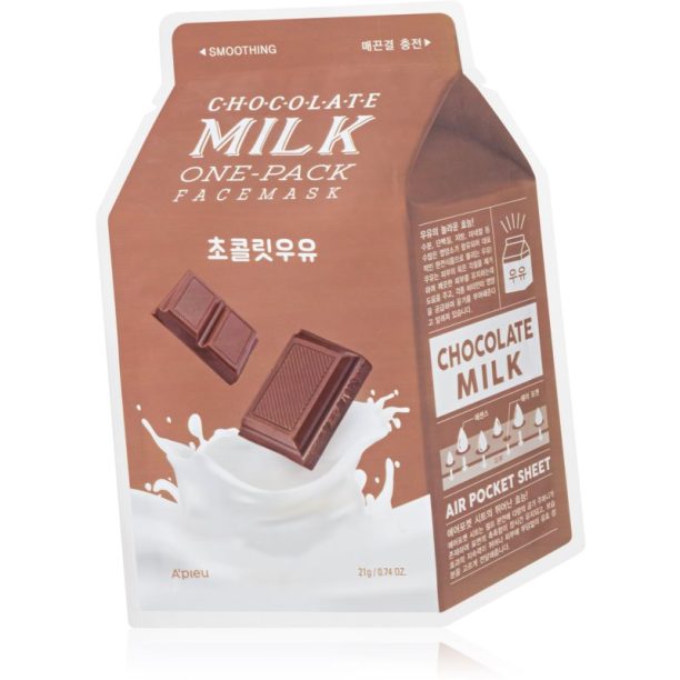 A´pieu One-Pack Milk Mask Chocolate подхранваща платнена маска 21 гр.