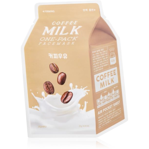 A´pieu One-Pack Milk Mask Coffee платнена маска с хидратиращ и ревитализиращ ефект 21 гр.