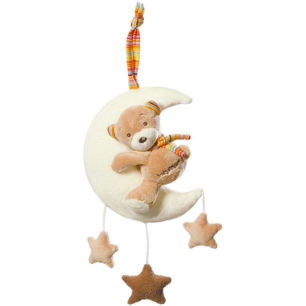 BABY FEHN Music Box Rainbow Teddy on the Moon контрастна играчка за окачане с мелодия 1 бр.