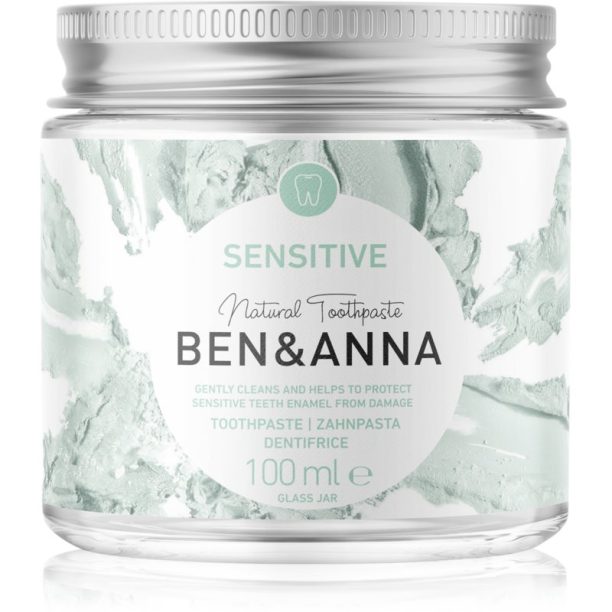 BEN&ANNA Natural Toothpaste Sensitive паста за зъби в стъклен дозатор за чувствителни зъби 100 мл.