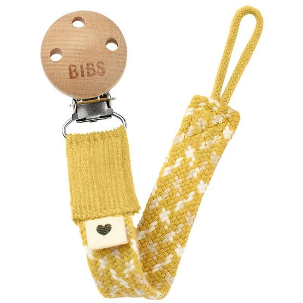 BIBS Paci Braid клипс за биберон Mustard / Ivory / Cloud 1 бр.