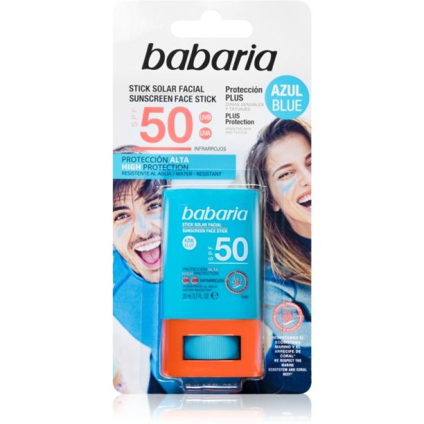 Babaria Blue Face Sun Stick защитен хидратиращ стик за лице и чувствителни места SPF 50 20 мл.