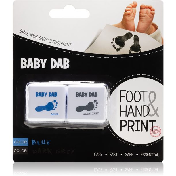 Baby Dab Foot & Hand Print Blue & Grey боя за детски печати 2 бр.