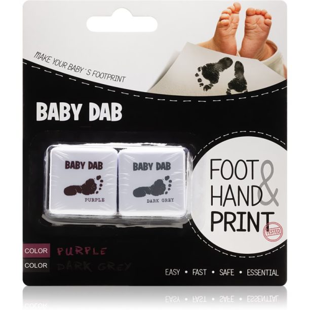 Baby Dab Foot & Hand Print Purple & Grey боя за детски печати 2 бр.