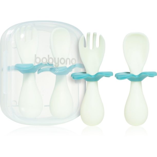 BabyOno Be Active Ergonomic Utensils for Children прибор Green 12 m+ 2 бр.