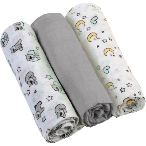 BabyOno Diaper Super Soft пелени от плат Grey 70 × 70 cm 3 бр.