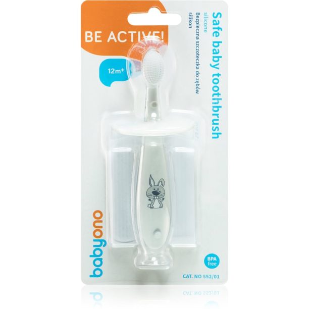 BabyOno Save Baby Toothbrush Grey четка за зъби за деца 12m+ 1 бр.