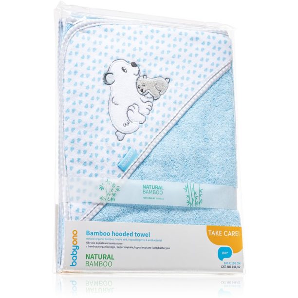 BabyOno Towel Bamboo хавлия с качулка от бамбук Blue 100x100 см