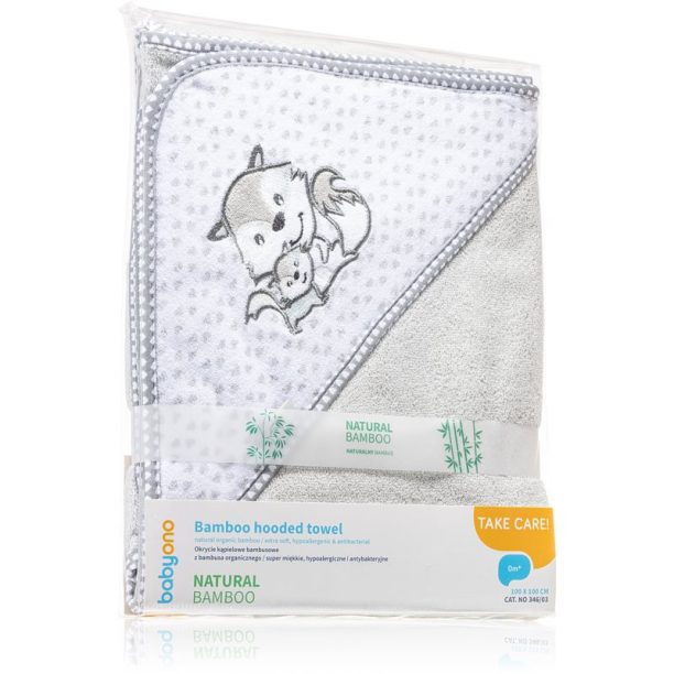 BabyOno Towel Bamboo хавлия с качулка от бамбук Grey 100x100 см