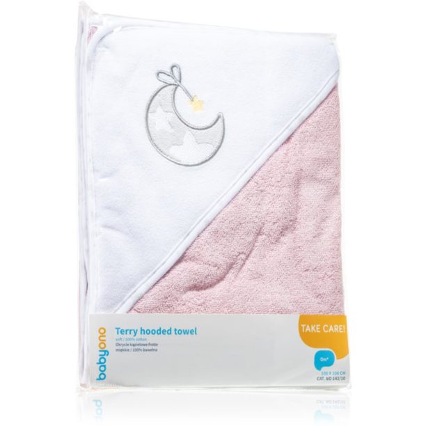 BabyOno Towel Terrycloth хавлия с качулка Pink 100x100 см