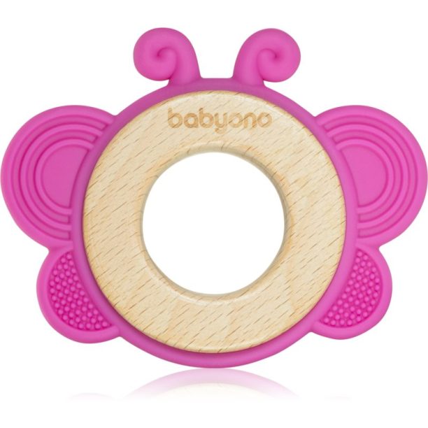 BabyOno Wooden & Silicone Teether гризалка Butterfly 1 бр.