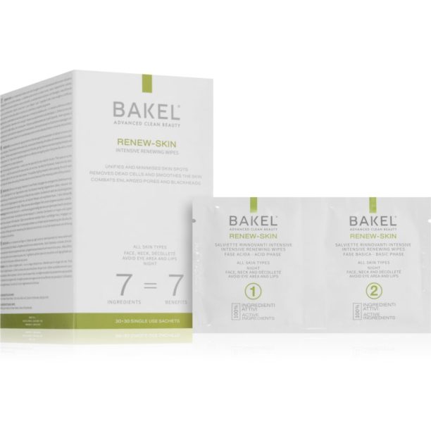 Bakel Renew-Skin мокри кърпички за двуфазно третиране на кожата на лицето 2x30 бр.