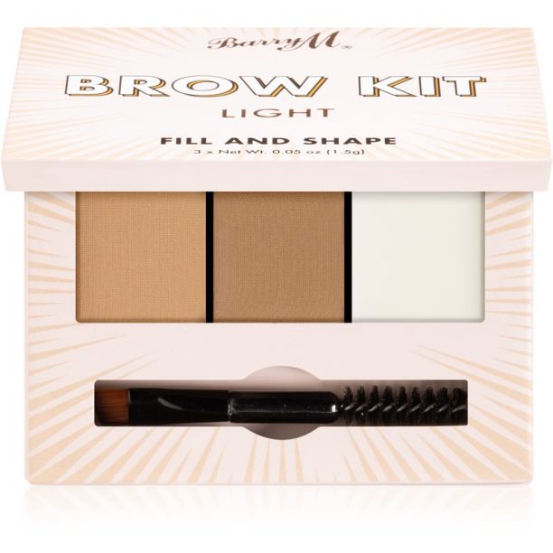 Barry M Fill and Shape Brow Kit комплект за оформяне на вежди цвят Light 3x1