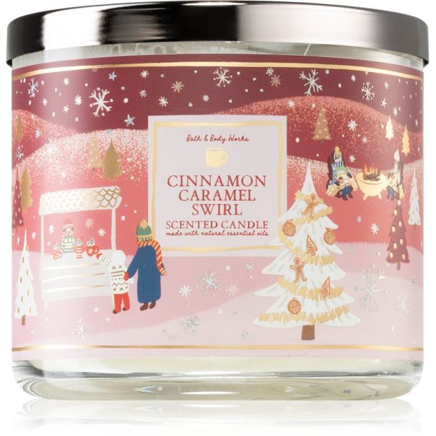 Bath & Body Works Cinnamon Caramel Swirl ароматна свещ 411 гр.