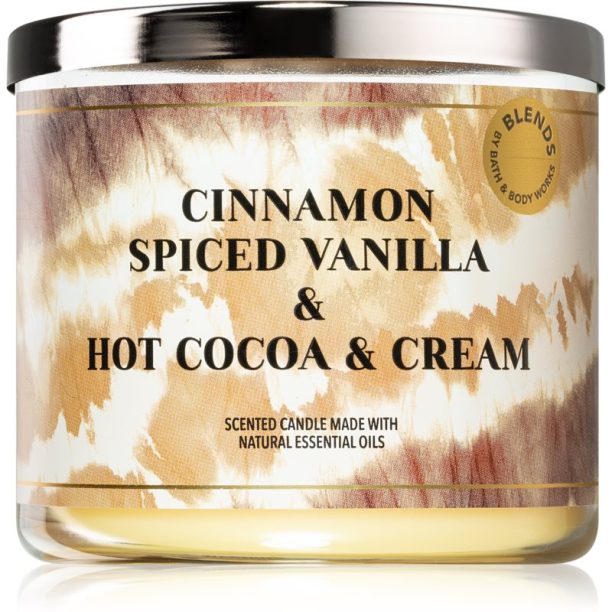 Bath & Body Works Cinnamon Spiced Vanilla & Hot Cocoa and Cream ароматна свещ 411 гр.