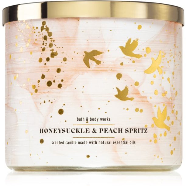 Bath & Body Works Honeysuckle & Peach Spritz ароматна свещ 411 гр.