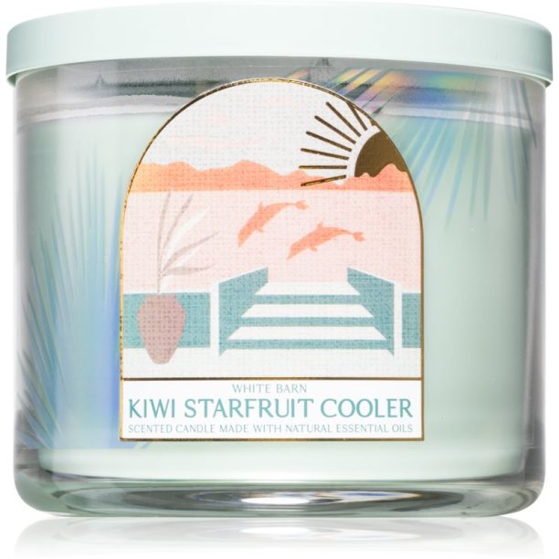 Bath & Body Works Kiwi Starfruit Cooler ароматна свещ с есенциални масла I. 411 гр.