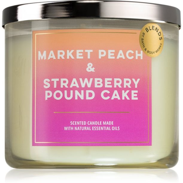 Bath & Body Works Market Peach & Strawberry Pound Cake ароматна свещ 411 гр.