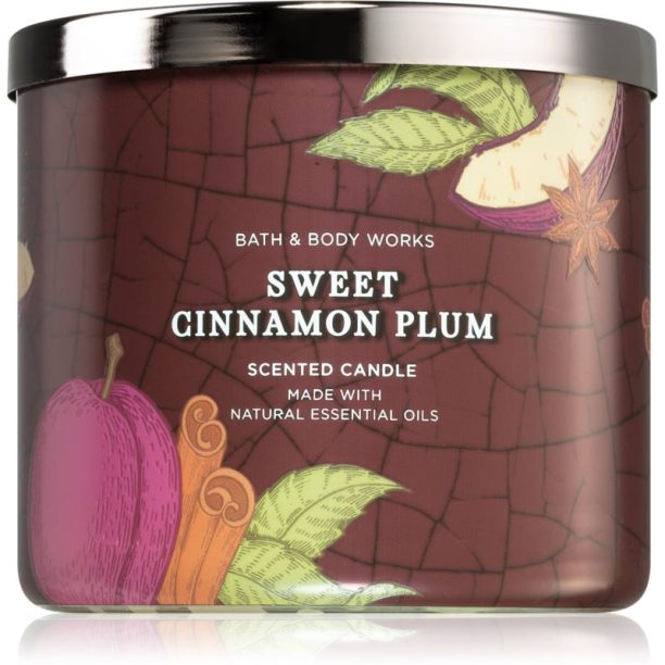 Bath & Body Works Sweet Cinnamon Plum ароматна свещ 411 гр.