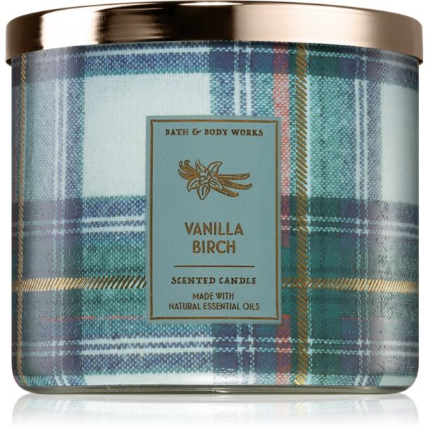 Bath & Body Works Vanilla Birch ароматна свещ с есенциални масла 411 гр.