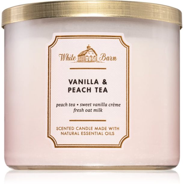 Bath & Body Works Vanilla & Peach Tea ароматна свещ 411 гр.