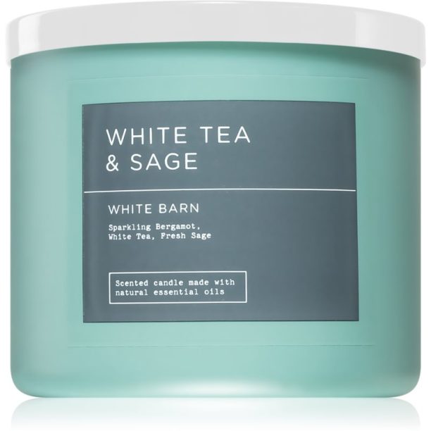 Bath & Body Works White Tea & Sage ароматна свещ 411 гр.