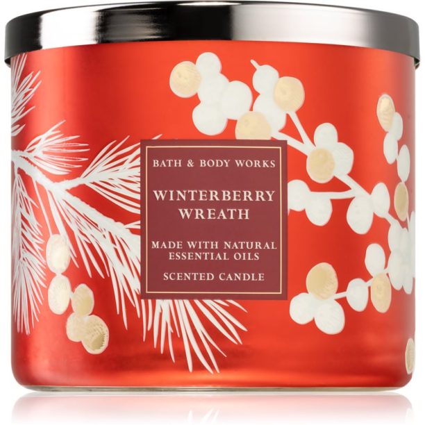 Bath & Body Works Winterberry Wreath ароматна свещ 411 гр.