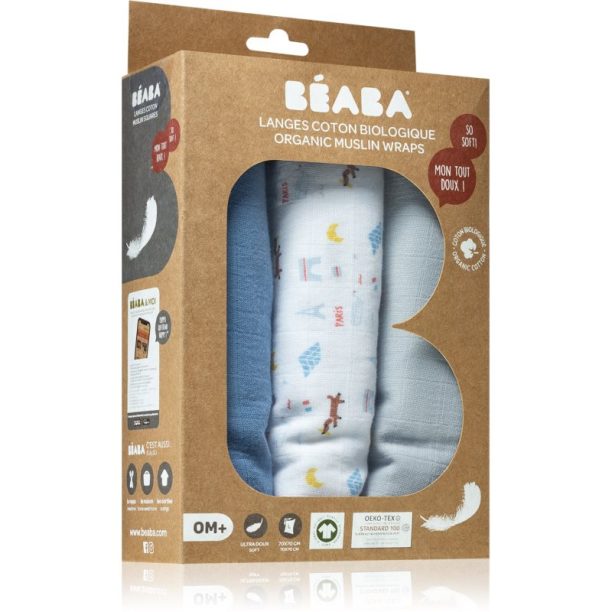 Beaba Cotton Muslin Cloths пелена за повиване Paris 3 бр.