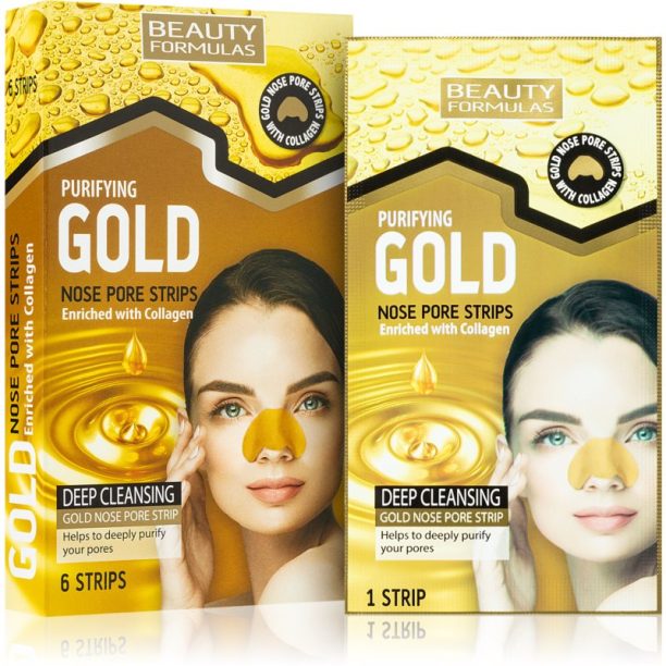 Beauty Formulas Gold почистваща лепенка за запушени пори по носа с колаген 6 бр. на ниска цена