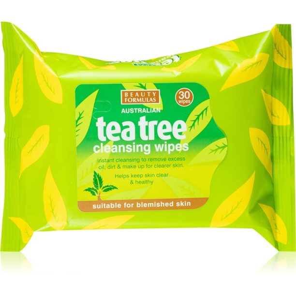 Beauty Formulas Tea Tree мицеларни кърпички за почистване на грим 30 бр.