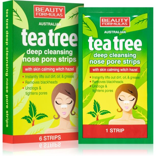 Beauty Formulas Tea Tree почистваща лепенка за запушени пори по носа 6 бр. на ниска цена