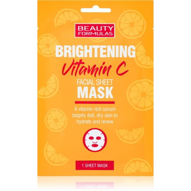 Beauty Formulas Vitamin C озаряваща платнена маска с витамин С 1 бр.