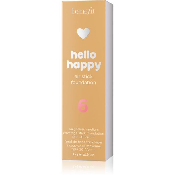 Benefit Hello Happy Air Stick Foundation фон дьо тен в стик SPF 20 цвят 6 Medium Warm 8.5 гр. на ниска цена